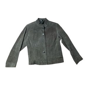 Chicos Suede Leather Light Brown Tan Button Down Motto Jacket size 2